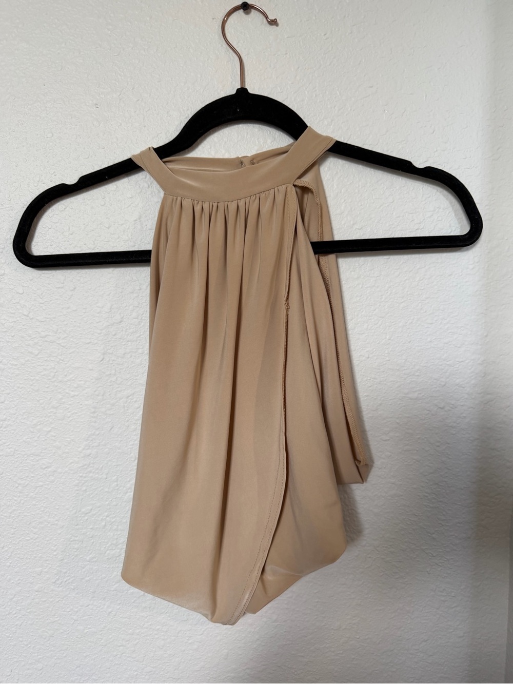 PrettyLittleThing Beige One-Shoulder Halter Top